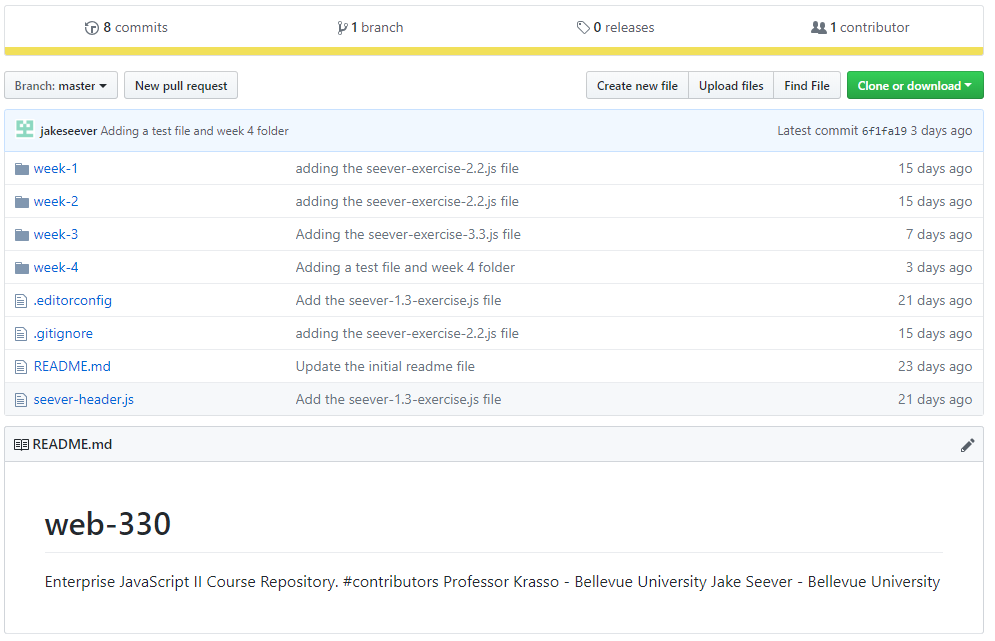 Web 330 repository link image.